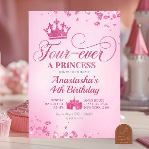 Invitation Parties scintillant rose Fourever une princesse An