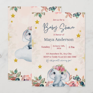 Invitation parties scintillant rose girly mignon baby shower