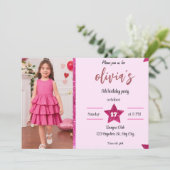 Invitation parties scintillant rose girly mignonne (Debout devant)