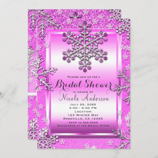 Invitation Parties scintillant rose Glam Winter Wonderland Sn (Devant / Derrière)