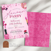 Invitation Parties scintillant rose Glamor se maquiller Anniv