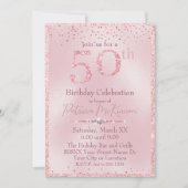 Invitation Parties scintillant rose glamour 50e anniversaire (Devant)