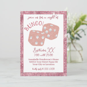 Invitation Parties scintillant rose glamour Dice Dames Bunco 