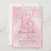 Invitation Parties scintillant rose glamour Douce 16 Annivers (Devant)