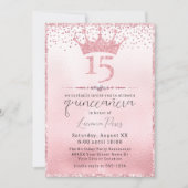 Invitation Parties scintillant rose glamour Tiara Quinceañera (Devant)