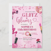 Invitation Parties scintillant rose Glitz et Glamz Make Up An (Devant)