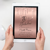 Invitation Parties scintillant Rose Gold 70th Birthday Party