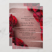 Invitation Parties scintillant rose Gold avec Red Roses Bride (Devant / Derrière)