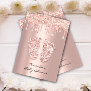Invitation Parties scintillant  Rose Gold Baby Girl Douche pi