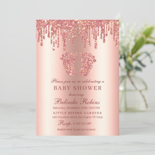 Invitation Parties scintillant  Rose Gold Baby Pieds Baby sho