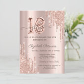 Invitation Parties scintillant Rose Gold Balloon 18e annivers (Debout devant)