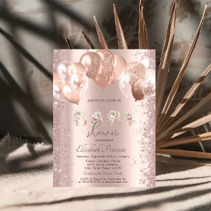 Invitation Parties scintillant rose Gold Balloons Confetti Ba
