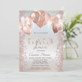 Invitation Parties scintillant rose Gold Balloons Confetti Si (Debout devant)