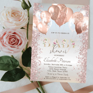 Invitation Parties scintillant rose Gold Balloons Confetti Si