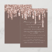 Invitation Parties scintillant Rose Gold Black Bridal Sweet (Devant / Derrière)