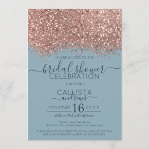 Invitation Parties scintillant rose Gold Blue Fête des mariée
