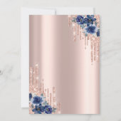 Invitation Parties scintillant Rose Gold Blue Flower 50e anni (Dos)