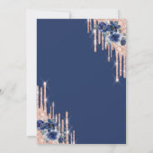 Invitation Parties scintillant Rose Gold, Blue Flowers Retrai (Dos)