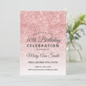 Invitation Parties scintillant rose Gold Blush Étincelle 30e  (Debout devant)