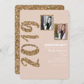 Invitation Parties scintillant Rose Gold Blush Glam 2019 Grad (Devant / Derrière)
