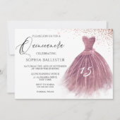 Invitation Parties scintillant rose Gold Blush Gown Quinceane (Devant)