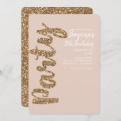 Invitation Parties scintillant Rose Gold Blush N'IMPORTE QUEL (Devant / Derrière)