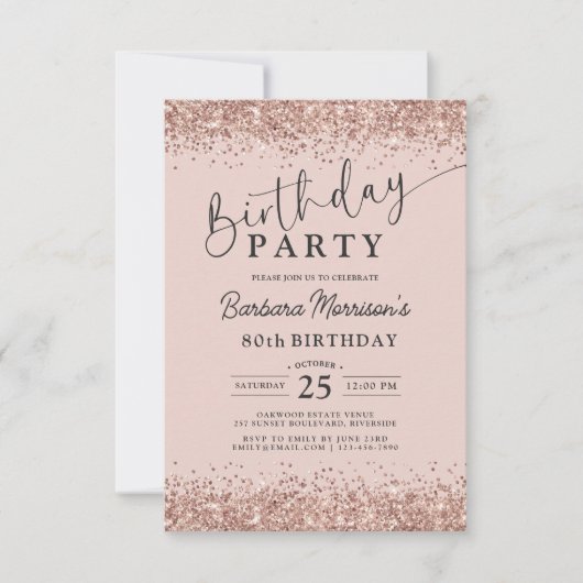 Invitation Parties scintillant rose Gold Blush n'importe quel (Devant)
