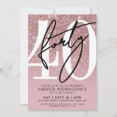 Invitation Parties scintillant rose Gold Blush Rose 40e anniv (Devant)
