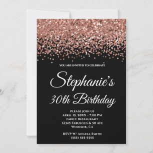 Invitation Parties scintillant rose Gold Bordure Noir 30e ann