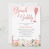 Invitation Parties scintillant Rose Gold Brunch Et Bubbly Fêt (Devant)
