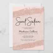Invitation Parties scintillant Rose Gold Brush Sweet 16 (Devant)