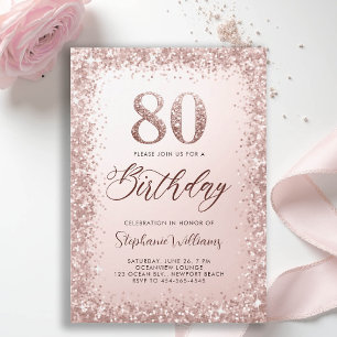 Invitation Parties scintillant Rose Gold Calligraphie moderne