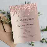 Invitation Parties scintillant rose Gold Dripping tendance 21<br><div class="desc">Une parties scintillant rose glam bling goutte d'or à la  21ème anniversaire invitation de fête.</div>