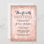 Invitation Parties scintillant Rose Gold Faux Lumières 30e an (Devant)