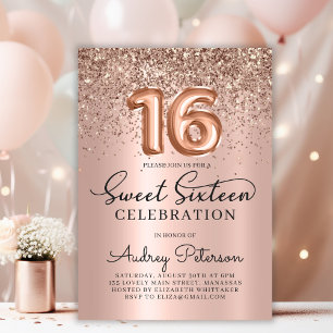 Invitation Parties scintillant rose Gold Foil Sweet 16e anniv