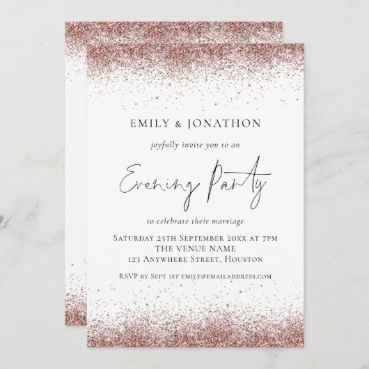 Invitation Parties scintillant rose Gold Frontières Mariage S (Devant / Derrière)