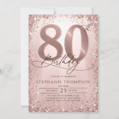 Invitation Parties scintillant Rose Gold Glam Calligraphie 80 (Devant)