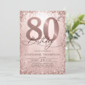 Invitation Parties scintillant Rose Gold Glam Calligraphie 80 (Debout devant)