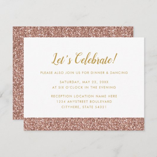 Invitation Parties scintillant rose Gold & Gold A2 (Devant / Derrière)