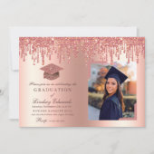 Invitation Parties scintillant Rose Gold Graduation Photo (Devant)