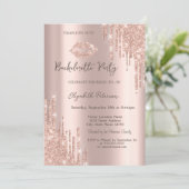 Invitation Parties scintillant Rose Gold Lips Bachelorette Pa (Debout devant)