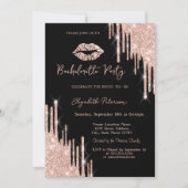 Invitation Parties scintillant Rose Gold Lips Noir (Devant)