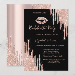 Invitation Parties scintillant Rose Gold Lips Noir