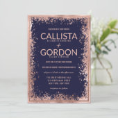 Invitation Parties scintillant rose Gold Marine Splatter Mari (Debout devant)