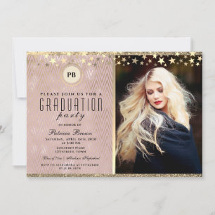 Invitation Parties scintillant Rose Gold Photo Graduation Inv