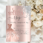 Invitation Parties scintillant  Rose Gold Robe Sweet 16 RSVP