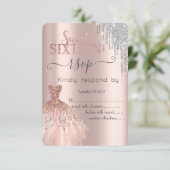 Invitation Parties scintillant  Rose Gold Robe Sweet 16 RSVP (Debout devant)