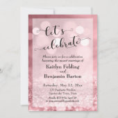 Invitation Parties scintillant rose Gold Rose Bokeh Fêtons (Devant)