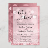 Invitation Parties scintillant rose Gold Rose Bokeh Fêtons (Devant / Derrière)