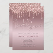 Invitation Parties scintillant Rose Gold Script Fête des mar (Devant / Derrière)